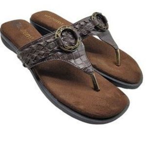 Bass Croc and Braided Faux Leather Sandals